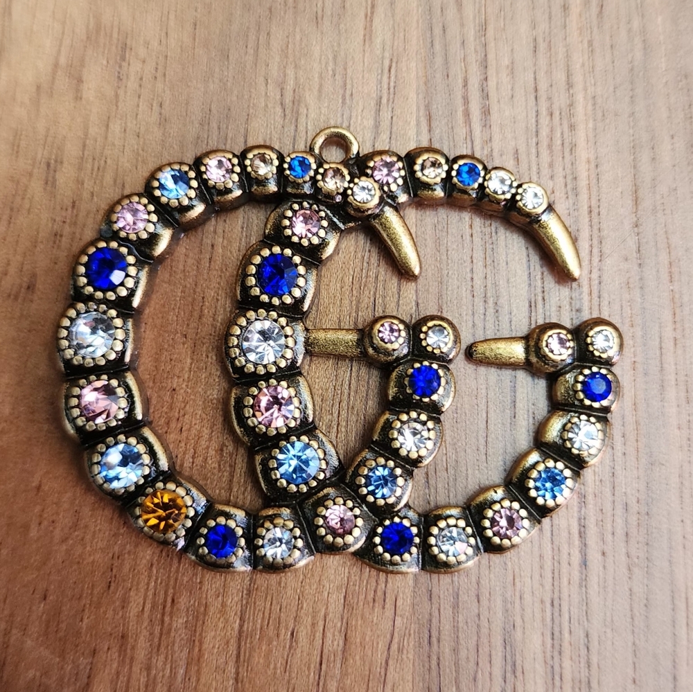 Multi-colored Rhinestones GG zipper Pull - Picture 1 of 4